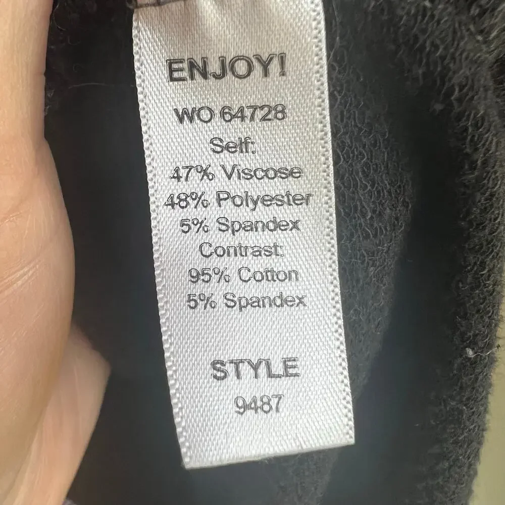 MICHAEL STARS Scoop Sweater Mix Blk/Gray French Terry Raglan Sleeve Hi Lo OS - Picture 4 of 5